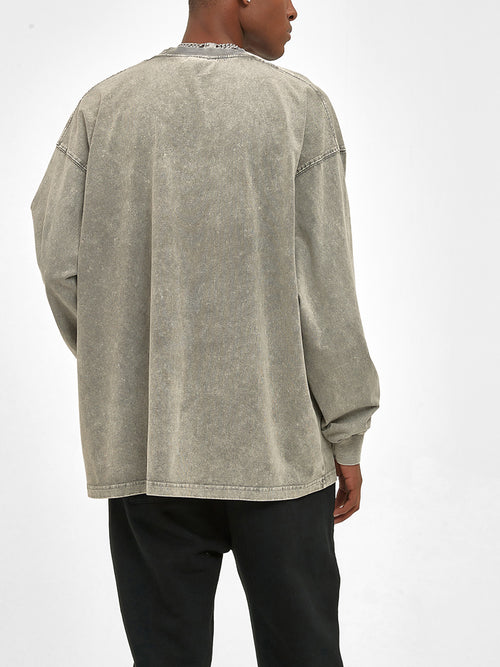 Acid Wash Oversize Long Sleeve T-Shirt - 250 GSM